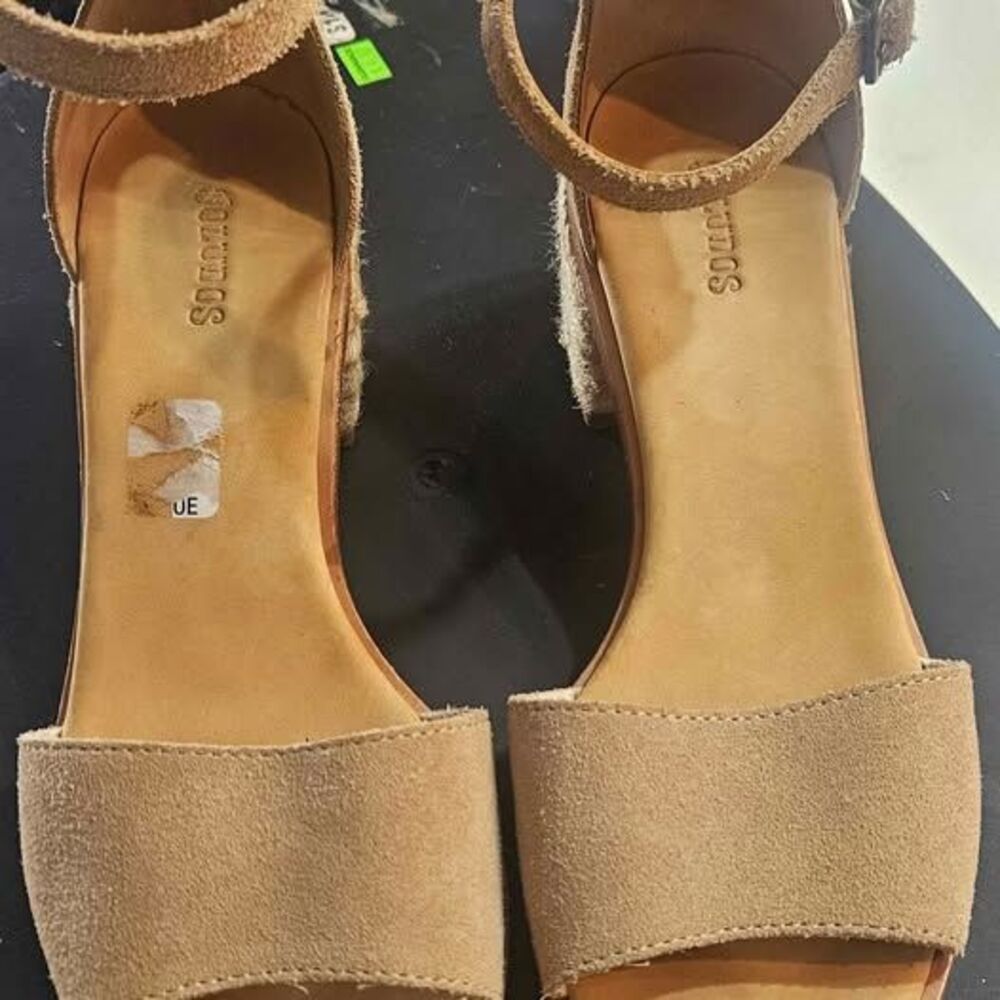 Women's Soludus Anthropologies leather ankle strap rope block heel Sandals 7 - Picture 6 of 7